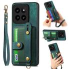 For Xiaomi 14 Pro Retro Cross Wristband Wallet Leather Back Phone Case(Green) - 1