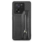 For Xiaomi 13T / 13T Pro Carbon Fiber Flip Zipper Wallet Phone Case(Black) - 1