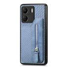 For Xiaomi  Redmi 13C Carbon Fiber Flip Zipper Wallet Phone Case(Blue) - 2