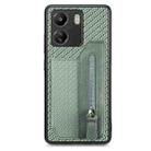 For Xiaomi  Redmi 13C Carbon Fiber Flip Zipper Wallet Phone Case(Green) - 1