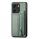 For Xiaomi  Redmi 13C Carbon Fiber Flip Zipper Wallet Phone Case(Green) - 2
