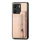 For Xiaomi  Redmi 13C Carbon Fiber Flip Zipper Wallet Phone Case(Apricot) - 2