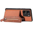 For Xiaomi  Redmi 13C Carbon Fiber Flip Zipper Wallet Phone Case(Brown) - 3