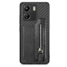 For Xiaomi  Redmi 13C Carbon Fiber Flip Zipper Wallet Phone Case(Black) - 1
