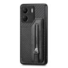 For Xiaomi  Redmi 13C Carbon Fiber Flip Zipper Wallet Phone Case(Black) - 2