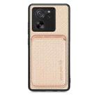 For Xiaomi 13T / 13T Pro Carbon Fiber Leather Card Magnetic Phone Case(Apricot) - 1