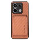 For Xiaomi Redmi Note 13 Pro Carbon Fiber Leather Card Magnetic Phone Case(Brown) - 1