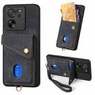 For Xiaomi 13T / 13T Pro Retro Card Wallet Fold Leather Phone Case with Strap(Black) - 1