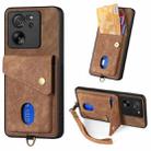 For Xiaomi 13T / 13T Pro Retro Card Wallet Fold Leather Phone Case with Strap(Brown) - 1