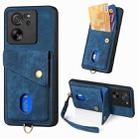 For Xiaomi 13T / 13T Pro Retro Card Wallet Fold Leather Phone Case with Strap(Blue) - 1