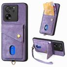 For Xiaomi 13T / 13T Pro Retro Card Wallet Fold Leather Phone Case with Strap(Purple) - 1