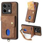 For Xiaomi Redmi Note 13 Pro Retro Card Wallet Fold Leather Phone Case with Strap(Brown) - 1