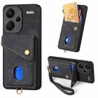 For Xiaomi Redmi Note 13 Pro+ Retro Card Wallet Fold Leather Phone Case with Strap(Black) - 1