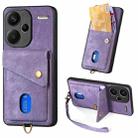 For Xiaomi Redmi Note 13 Pro+ Retro Card Wallet Fold Leather Phone Case with Strap(Purple) - 1