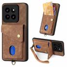 For Xiaomi 14 Pro Retro Card Wallet Fold Leather Phone Case with Strap(Brown) - 1