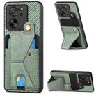 For Xiaomi 13T / 13T Pro Carbon Fiber Wallet Flip Card K-shaped Holder Phone Case(Green) - 1