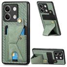 For Xiaomi Redmi Note 13 Carbon Fiber Wallet Flip Card K-shaped Holder Phone Case(Green) - 1