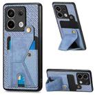 For Xiaomi Redmi Note 13 Pro Carbon Fiber Wallet Flip Card K-shaped Holder Phone Case(Blue) - 1
