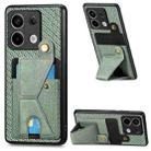 For Xiaomi Redmi Note 13 Pro Carbon Fiber Wallet Flip Card K-shaped Holder Phone Case(Green) - 1