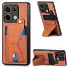 For Xiaomi Redmi Note 13 Pro Carbon Fiber Wallet Flip Card K-shaped Holder Phone Case(Brown) - 1