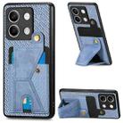 For Xiaomi Redmi Note 13 4G Carbon Fiber Wallet Flip Card K-shaped Holder Phone Case(Blue) - 1