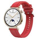 For Huawei Watch GT4 41mm Tire Pattern Silver Buckle Silicone Watch Band(Red) - 1