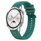 For Huawei Watch GT4 46mm Tire Pattern Silver Buckle Silicone Watch Band(Dark Green) - 1