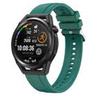 For Huawei Watch3 Pro New / GT Runner Tire Pattern Silver Buckle Silicone Watch Band(Dark Green) - 1