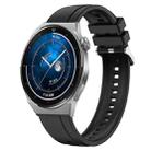 For Huawei Watch GT3 Pro 46mm Tire Pattern Silver Buckle Silicone Watch Band(Black) - 1