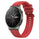 For Huawei Watch GT2 Pro / GT 2e / GT2 46mm Tire Pattern Silver Buckle Silicone Watch Band(Red) - 1