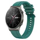 For Huawei Watch GT2 Pro / GT 2e / GT2 46mm Tire Pattern Silver Buckle Silicone Watch Band(Dark Green) - 1