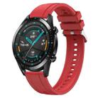For Huawei Watch GT 42mm / 46mm Tire Pattern Silver Buckle Silicone Watch Band(Red) - 1