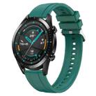 For Huawei Watch GT 42mm / 46mm Tire Pattern Silver Buckle Silicone Watch Band(Dark Green) - 1