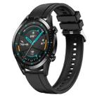 For Huawei Watch GT 42mm / 46mm Tire Pattern Silver Buckle Silicone Watch Band(Black) - 1