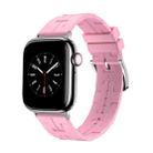 For Apple Watch SE 2023 44mm H Texture Soft Silicone Buckle Watch Band(Pink) - 1