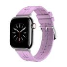 For Apple Watch SE 2023 44mm H Texture Soft Silicone Buckle Watch Band(Purple) - 1