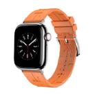For Apple Watch SE 2023 44mm H Texture Soft Silicone Buckle Watch Band(Orange) - 1