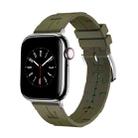 For Apple Watch SE 2023 44mm H Texture Soft Silicone Buckle Watch Band(Army Green) - 1