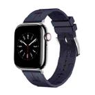 For Apple Watch SE 2023 44mm H Texture Soft Silicone Buckle Watch Band(Midnight) - 1