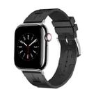 For Apple Watch SE 2023 44mm H Texture Soft Silicone Buckle Watch Band(Black) - 1