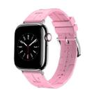 For Apple Watch Ultra 2 49mm H Texture Soft Silicone Buckle Watch Band(Pink) - 1