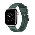 For Apple Watch Ultra 2 49mm H Texture Soft Silicone Buckle Watch Band(Dark Green) - 1