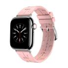 For Apple Watch Series 9 45mm H Texture Soft Silicone Buckle Watch Band(Light Pink) - 1