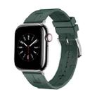 For Apple Watch Series 9 45mm H Texture Soft Silicone Buckle Watch Band(Dark Green) - 1