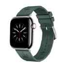 For Apple Watch Series 7 41mm H Texture Soft Silicone Buckle Watch Band(Dark Green) - 1