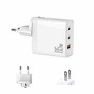 GAN 65W PD45W Dual Type-C+QC3.0 USB Multi Compatible Laptop Adapter EU + US Plug White - 1