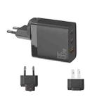 GAN 65W PD45W Dual Type-C / QC3.0 USB  Multi Compatible Charger + 2m USB-C to USB-C Data Cable EU + US Plug Black - 2