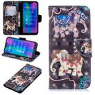 3D Colored Drawing Pattern Horizontal Flip Leather Case for  Huawei Honor8C, with Holder & Card Slots & Wallet(Two Elephants) - 1