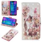 3D Colored Drawing Pattern Horizontal Flip Leather Case for  Huawei Honor8C, with Holder & Card Slots & Wallet(Cat) - 1
