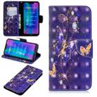 3D Colored Drawing Pattern Horizontal Flip Leather Case for  Huawei Honor8C, with Holder & Card Slots & Wallet(Purple Butterfly) - 1